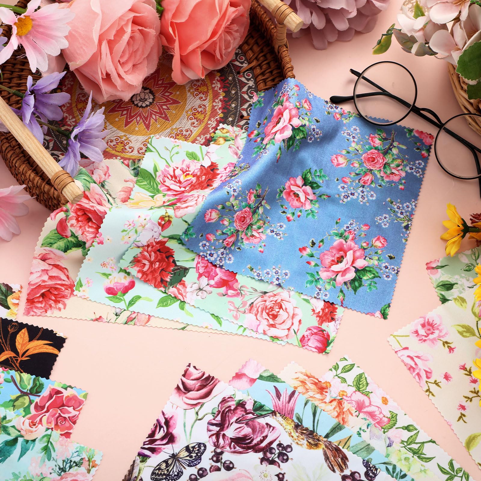 24-piece package of flower-pattern cleaning cloths