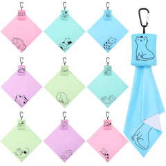 Copkim cat-themed microfiber cleaning cloths set of 10 with hanging ring - 6 x 7 inches