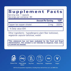 Copper citrate label close-up