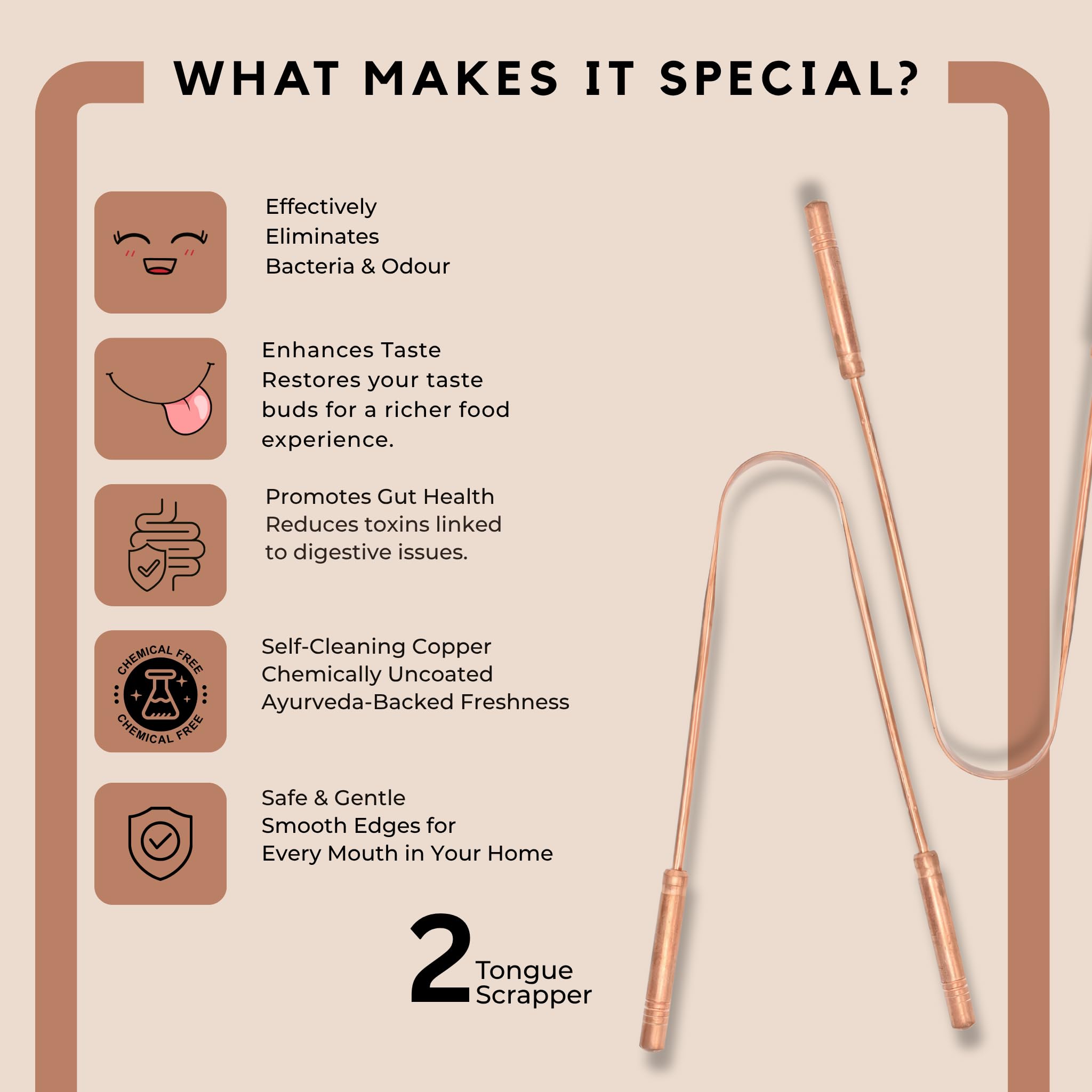 Adult using copper tongue scraper