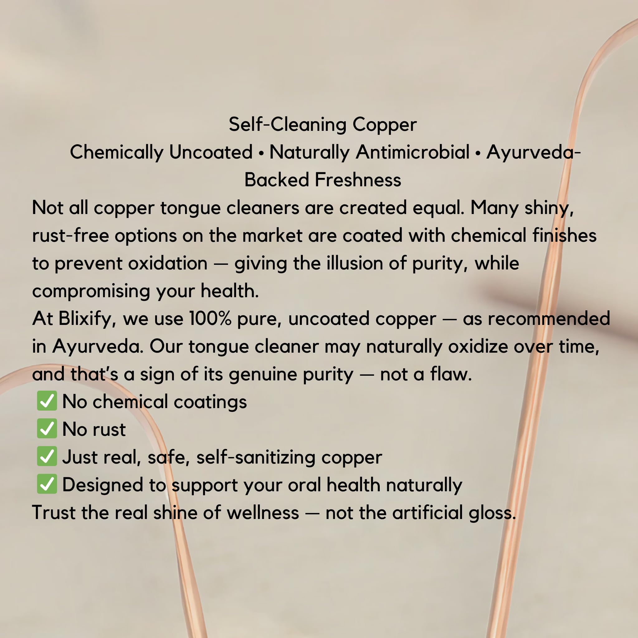 Reusable and recyclable copper tongue scraper packaging recycling icon