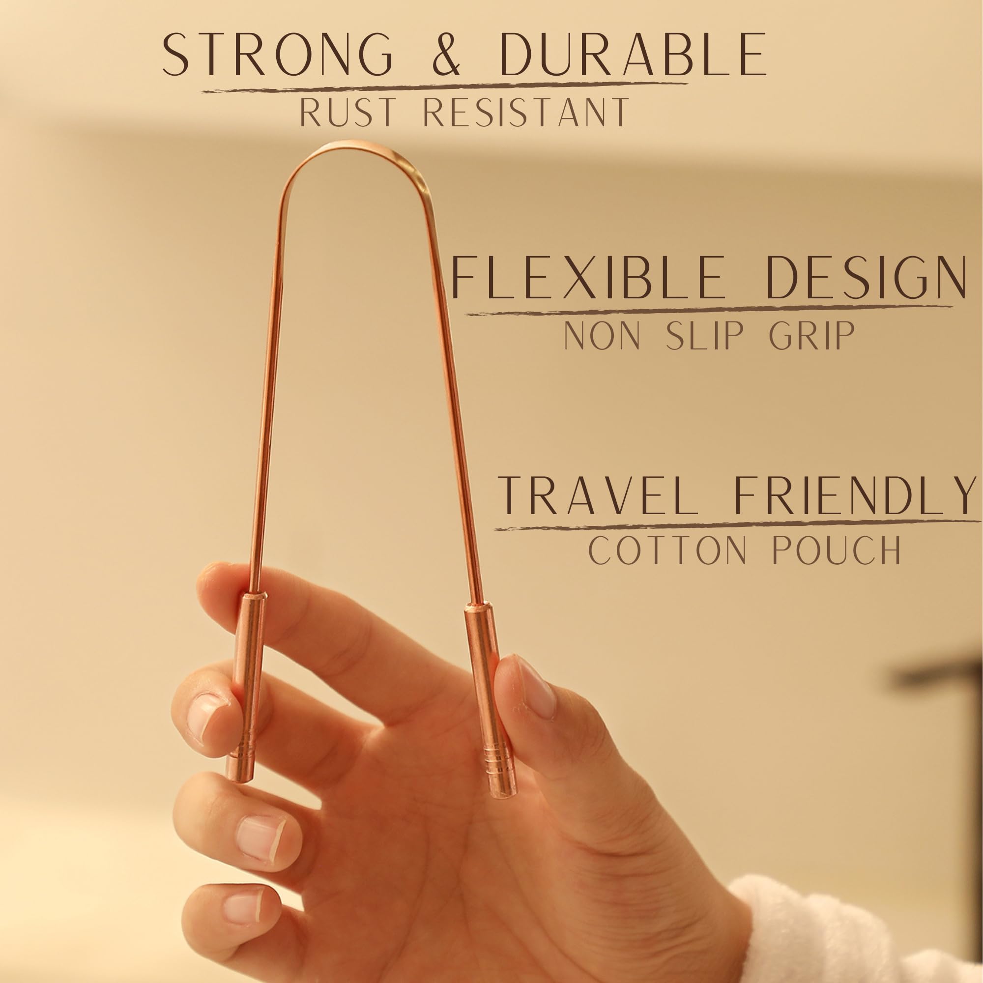 Tongue scraper with travel pouch for on-the-go oral care