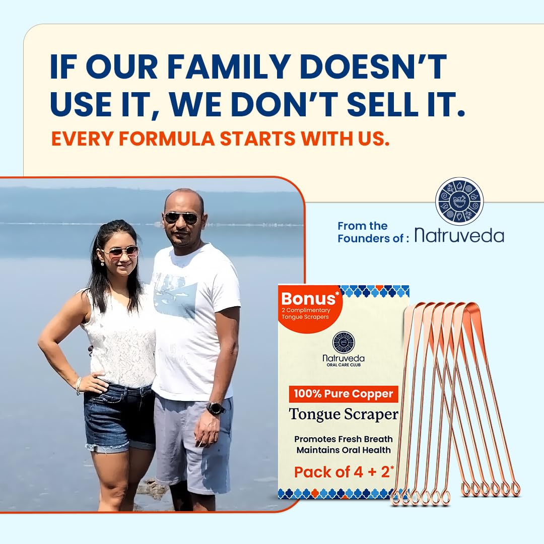 Eco-friendly reusable copper tongue scraper on white background