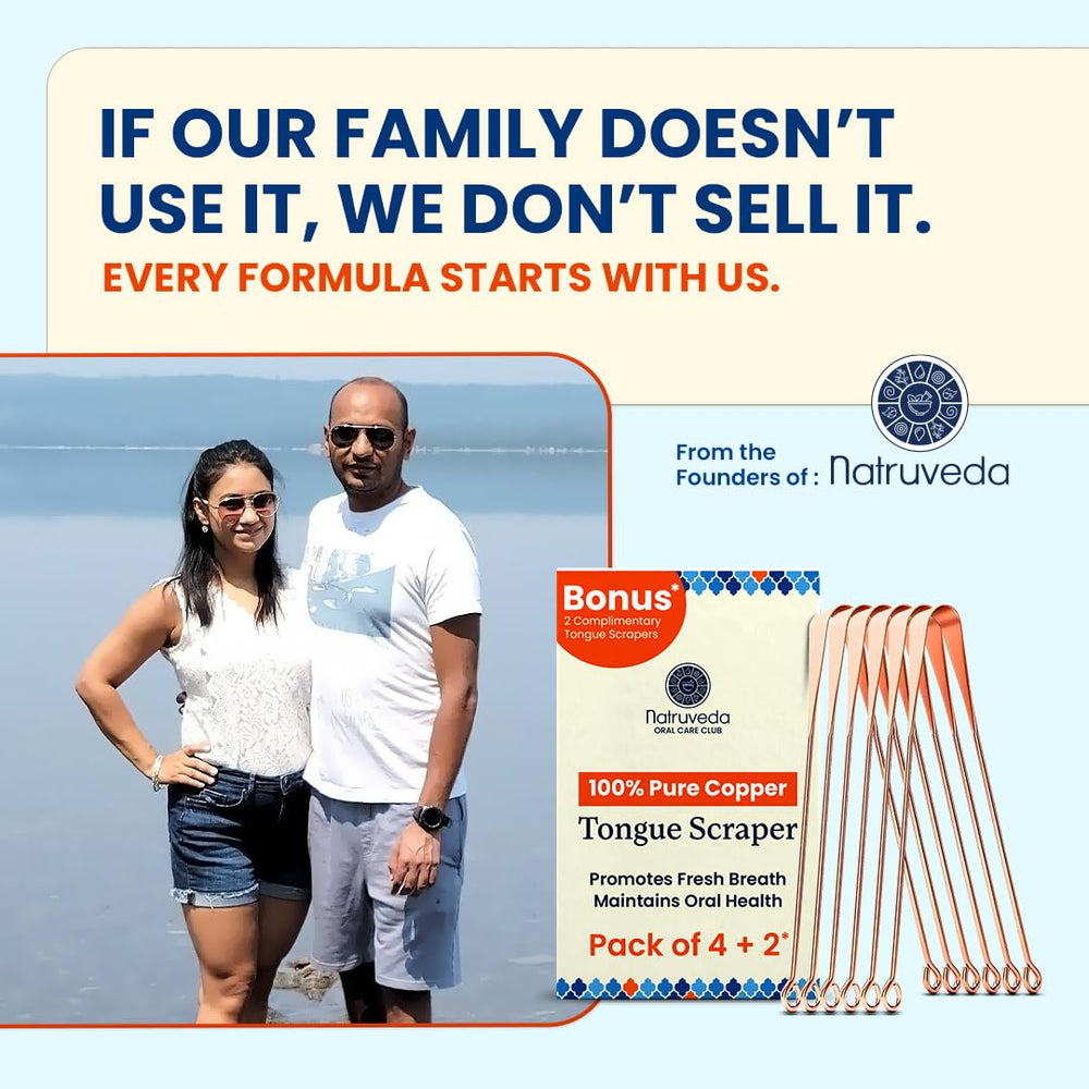 Eco-friendly reusable copper tongue scraper on white background