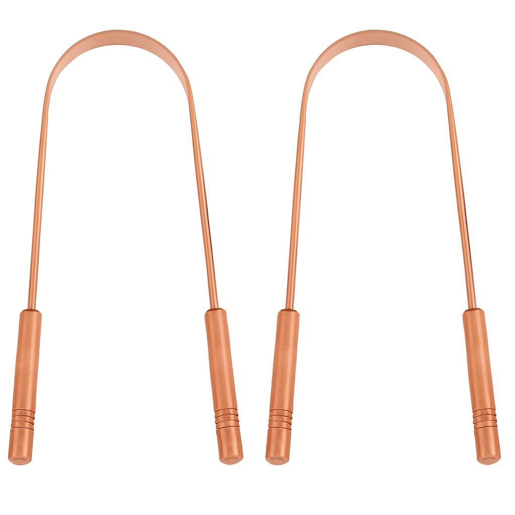 Copper tongue scraper with traditional Ayurvedic design