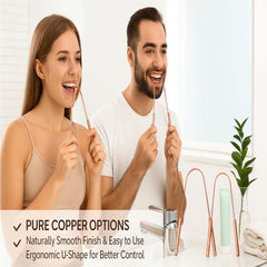 Two copper tongue scrapers in a 2-pack for home and travel