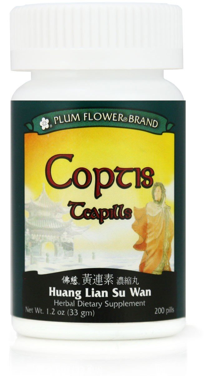 Coptis Teapills Huang Lian Su Wan 200-count Plum Flower bottle