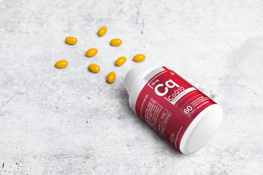 60 count bottle of Essential Elements CoQ10 softgels