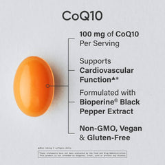Close-up of CoQ10 100mg veggie softgel capsules