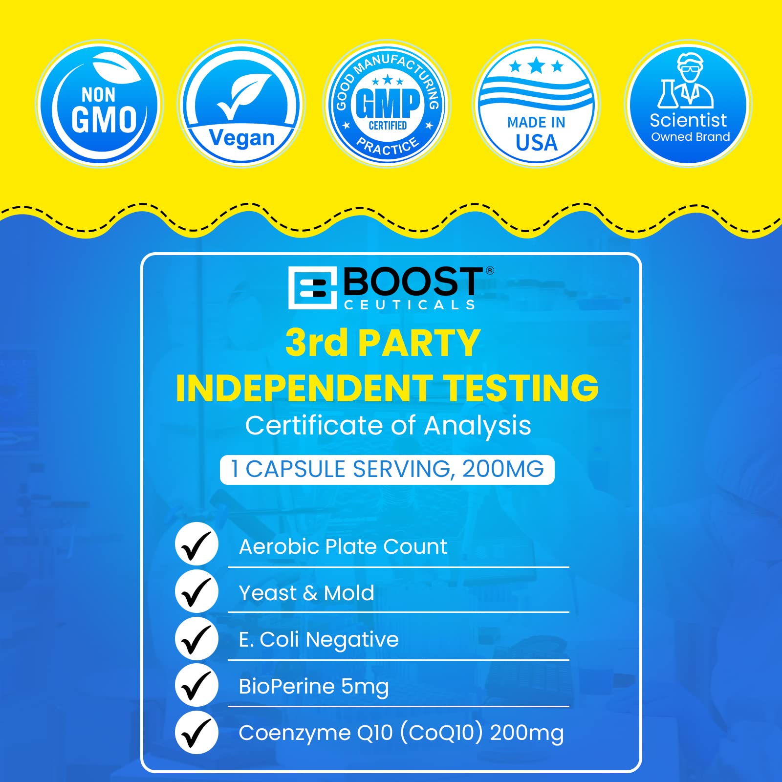 Gluten-free, stearates-free CoQ10 200mg capsules