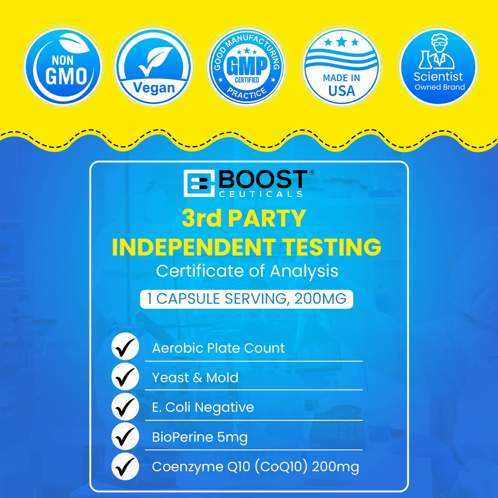 Gluten-free, stearates-free CoQ10 200mg capsules