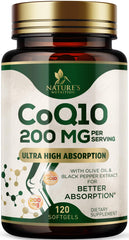 Front view of CoQ10 200mg Softgels bottle