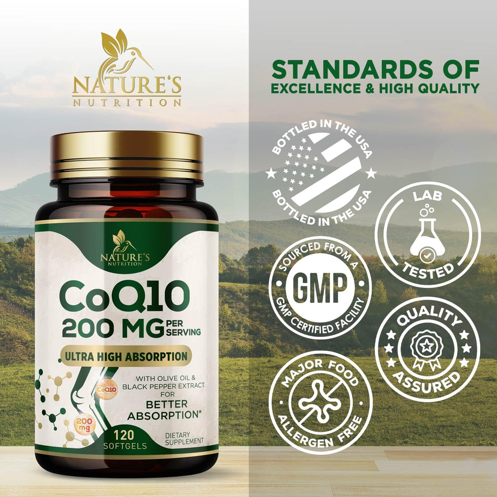 CoQ10 200mg Softgels ingredients panel