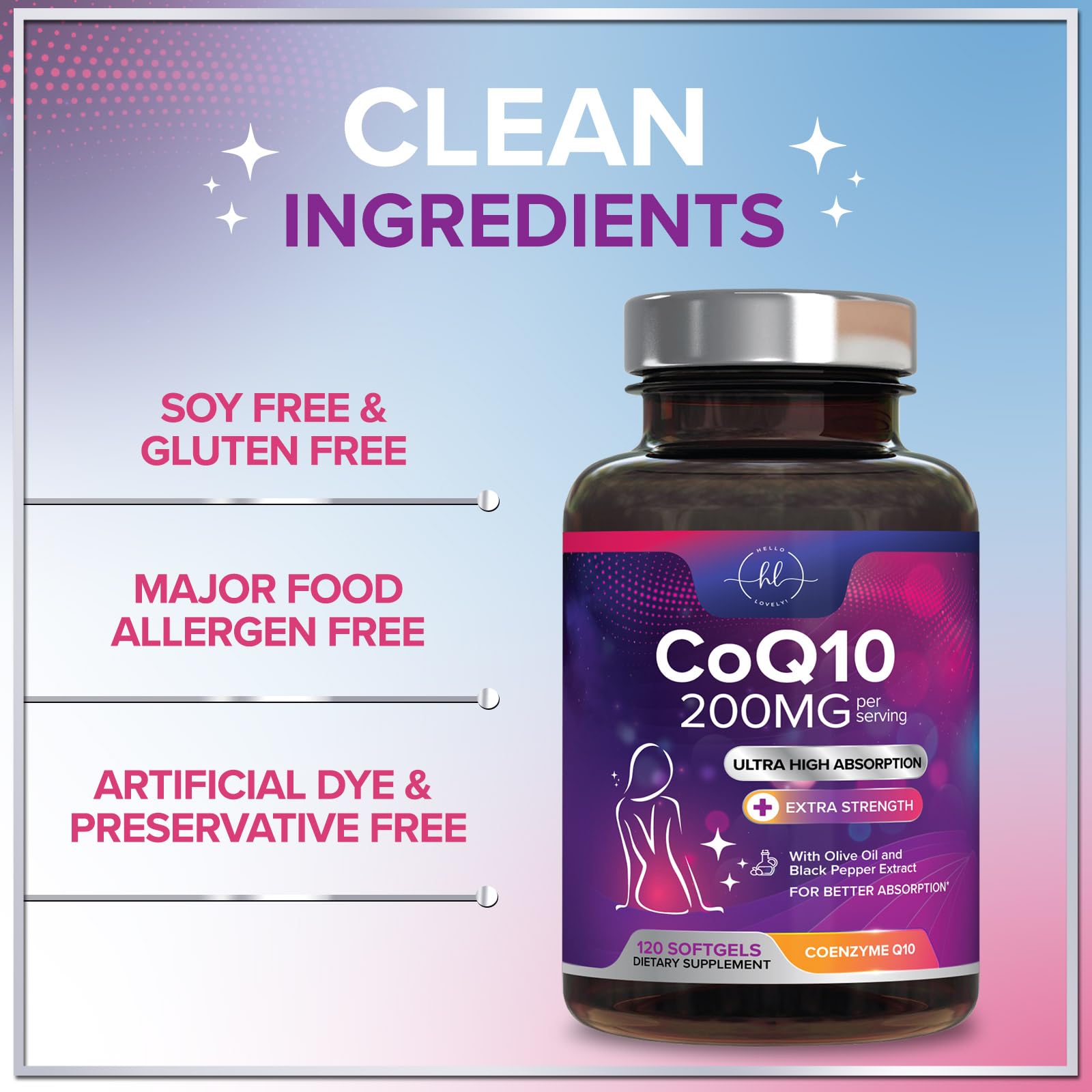 CoQ10 softgels packaging with box and bottle