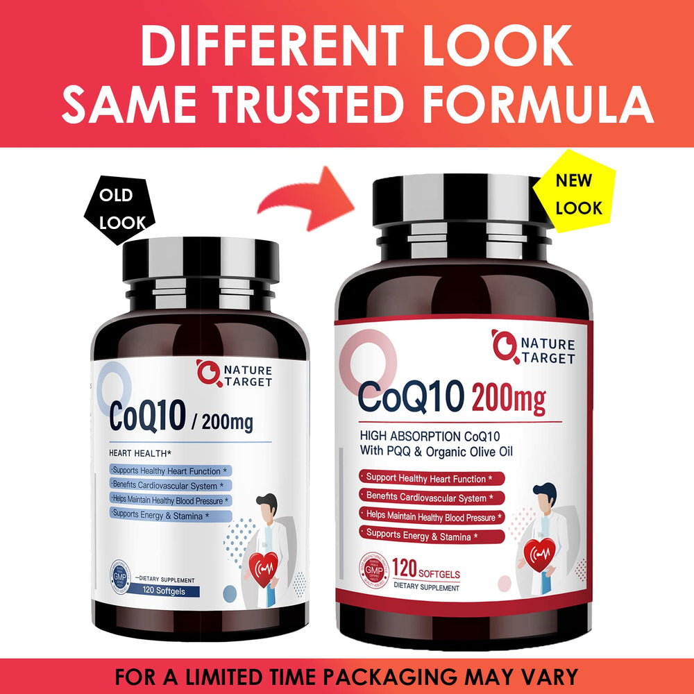 Person exercising with Nature Target CoQ10 bottle in foreground