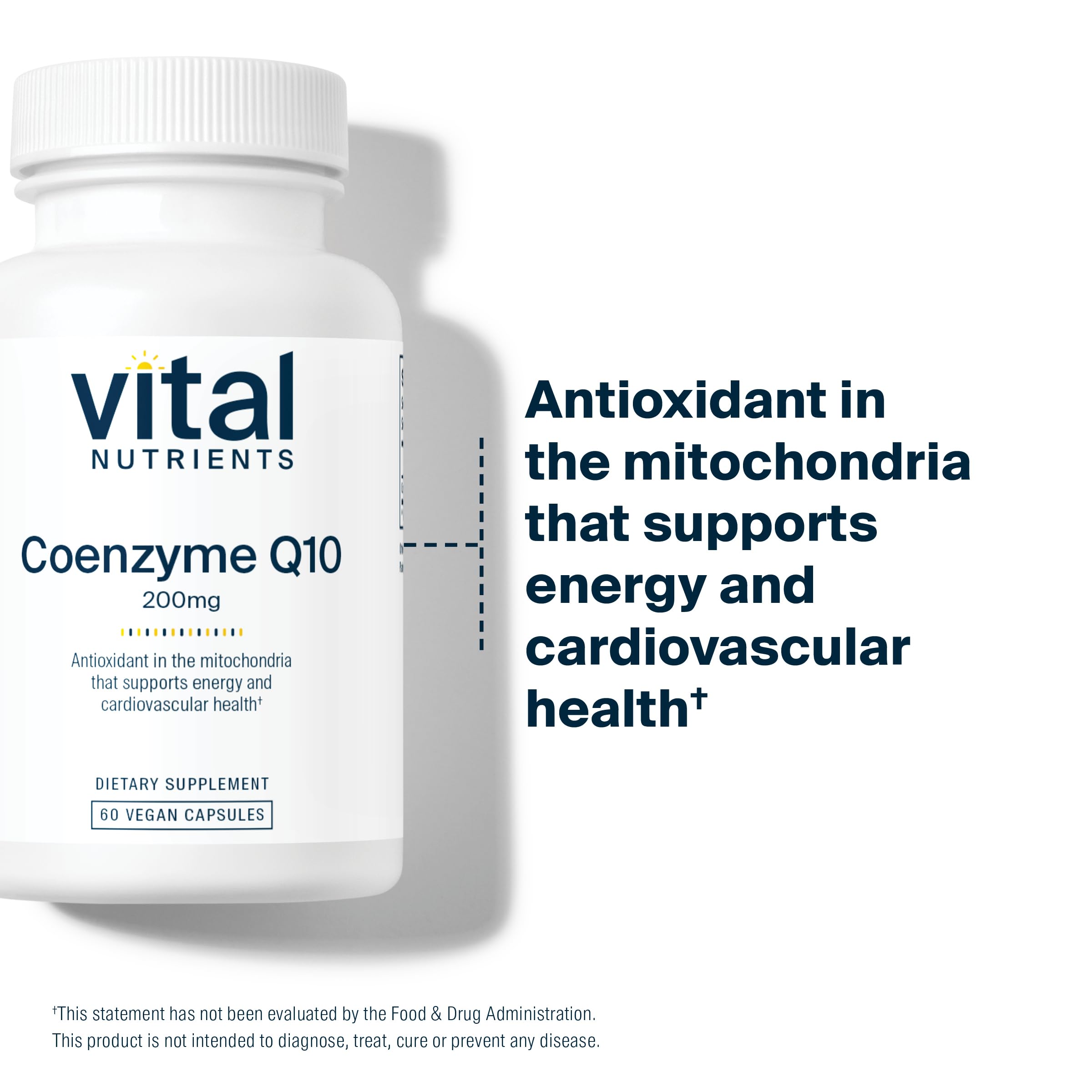 Heart health and energy support concept with CoQ10 icon