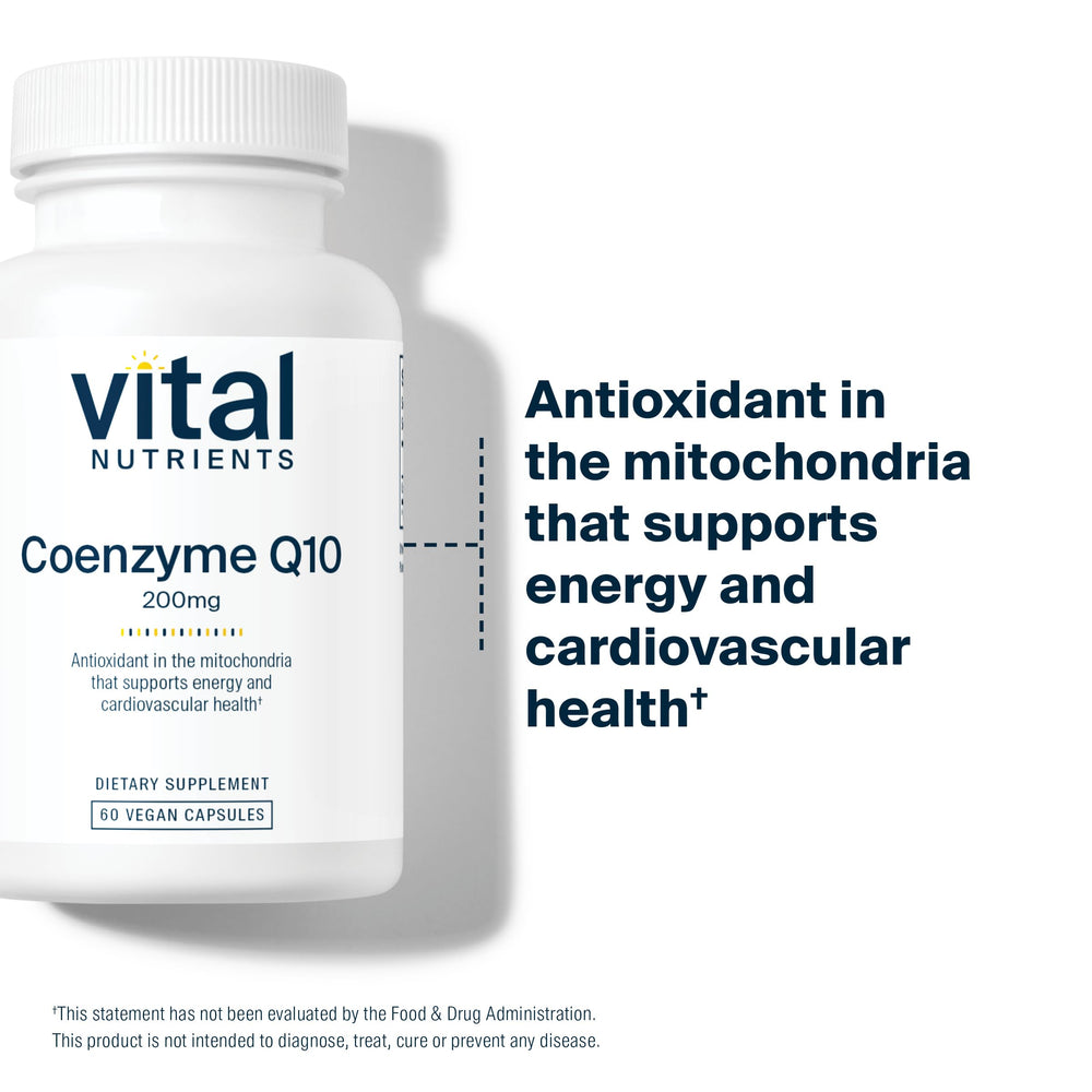 Heart health and energy support concept with CoQ10 icon