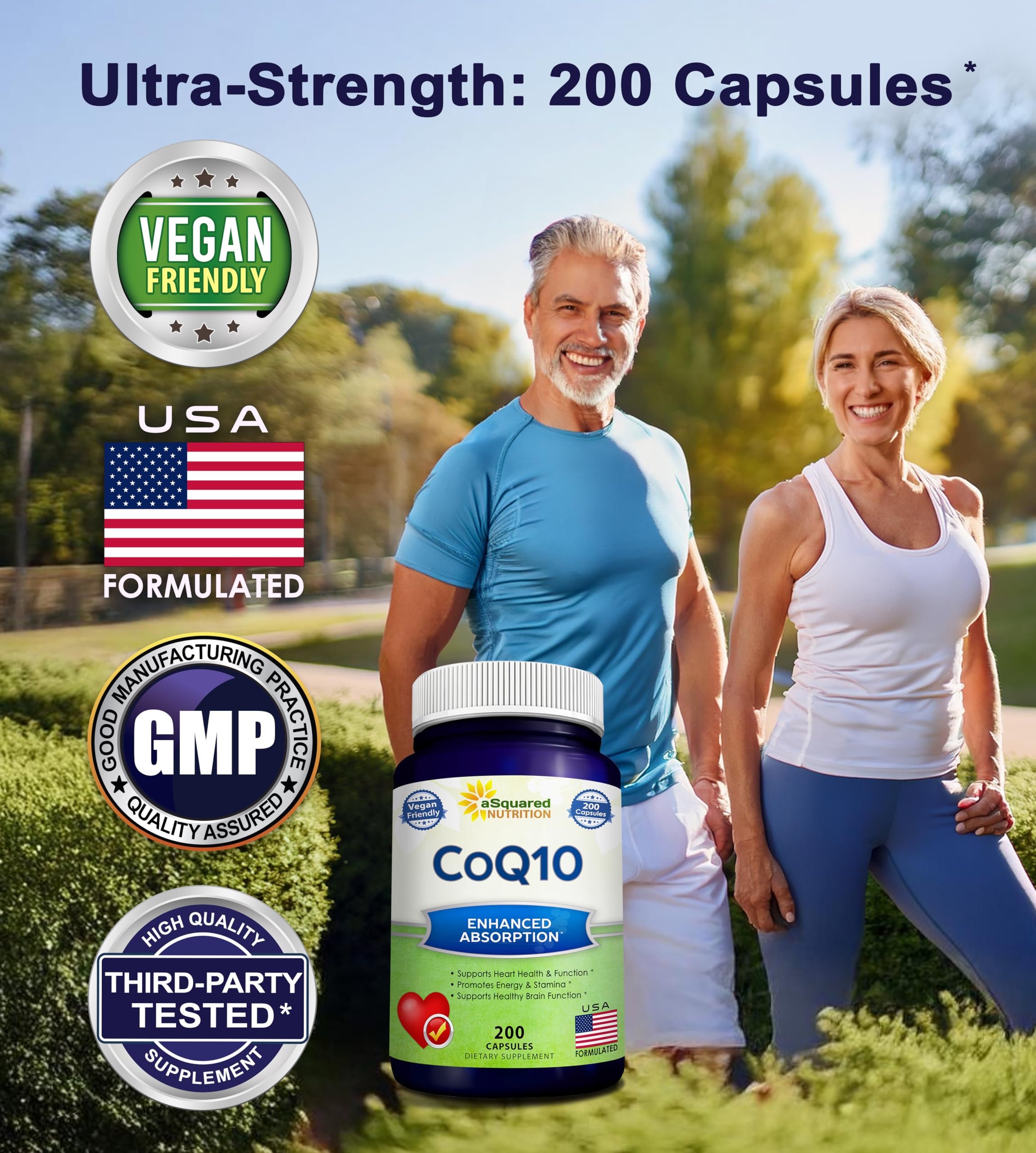 aSquared Nutrition CoQ10 bottle and capsules