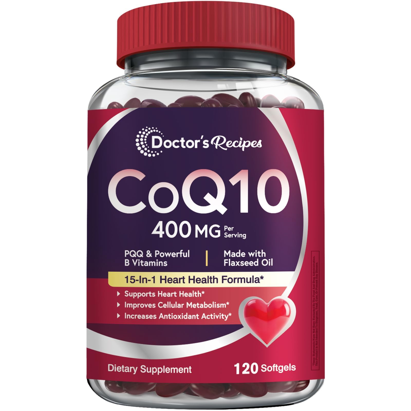 Doctor's Recipes CoQ10 400mg softgels bottle front label