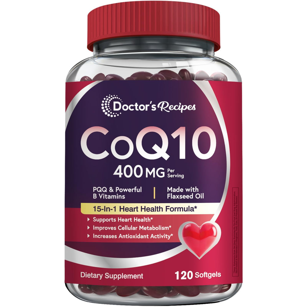 Doctor's Recipes CoQ10 400mg softgels bottle front label