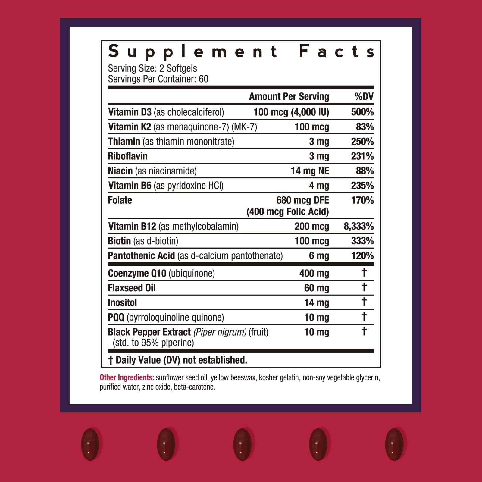 Close-up of CoQ10 400mg softgels in bottle