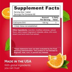 Dissolvable CoQ10 100 mg sugar-free tablet