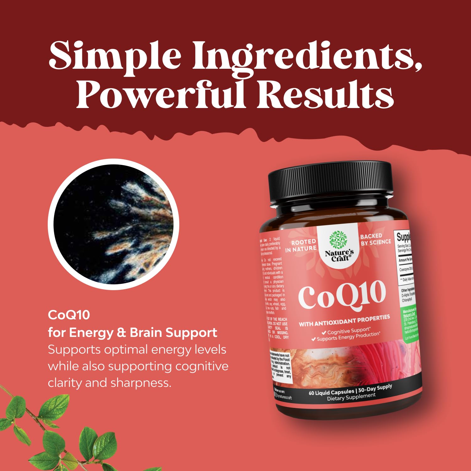 Graph representing energy support from CoQ10 200mg per serving