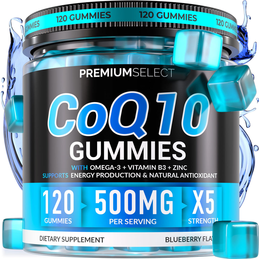CoQ10 Gummies 500mg hero image with bottle
