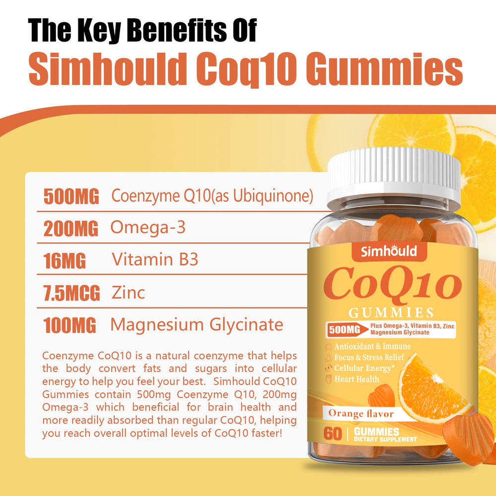 Supplement facts panel for Simhould CoQ10 gummies.