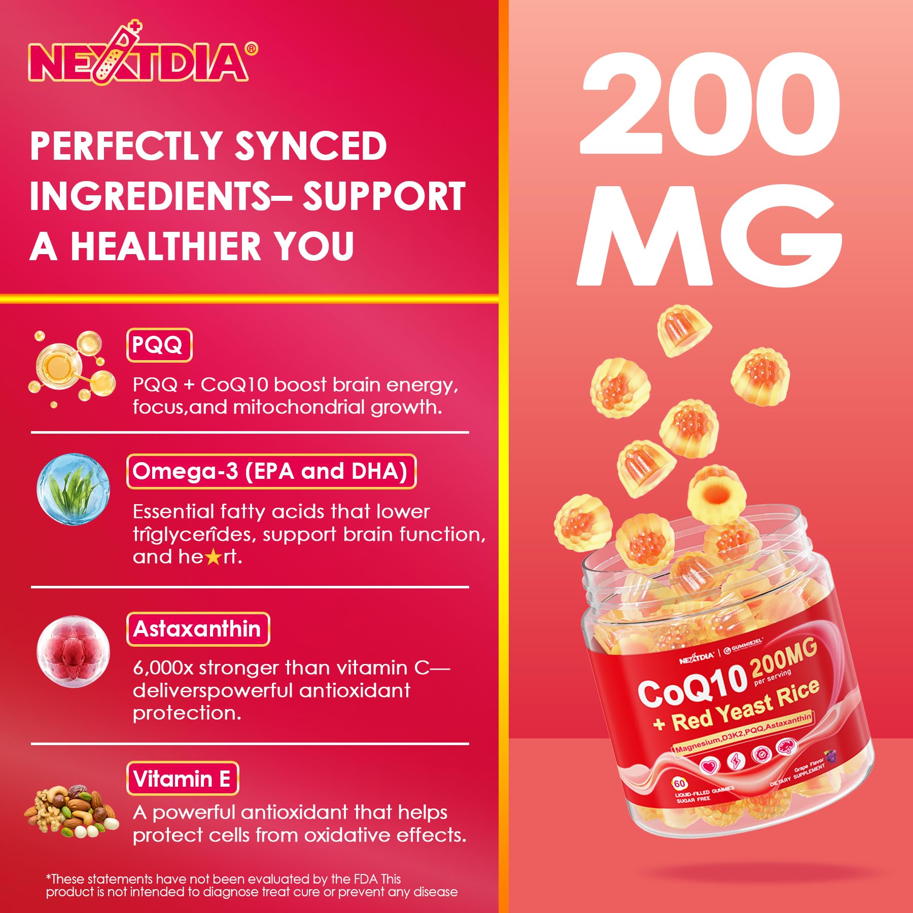 Nutrition facts panel for CoQ10 Gummies