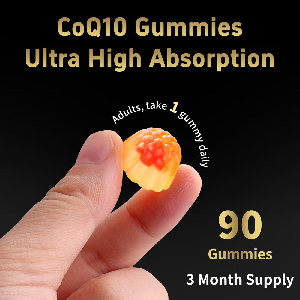 Orange flavor CoQ10 gummies packaging and bottles