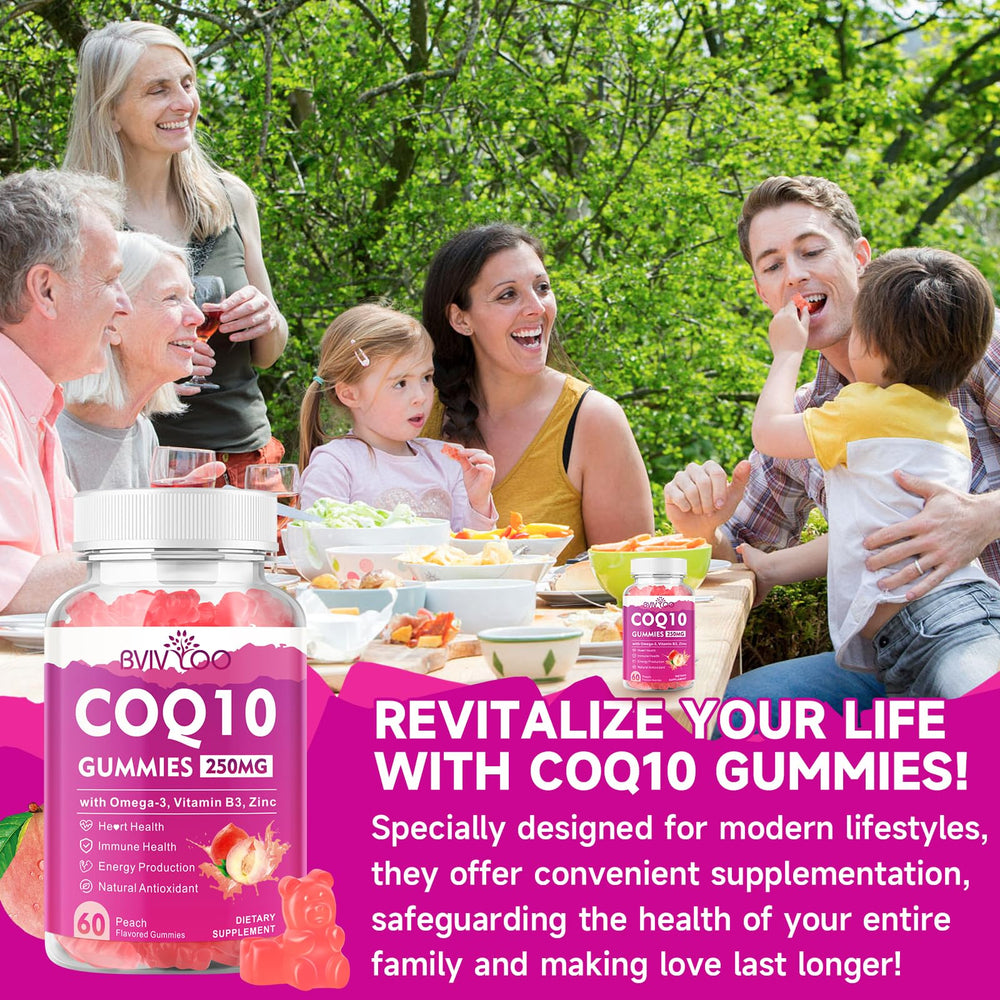 Product packaging showing two-pack CoQ10 gummies