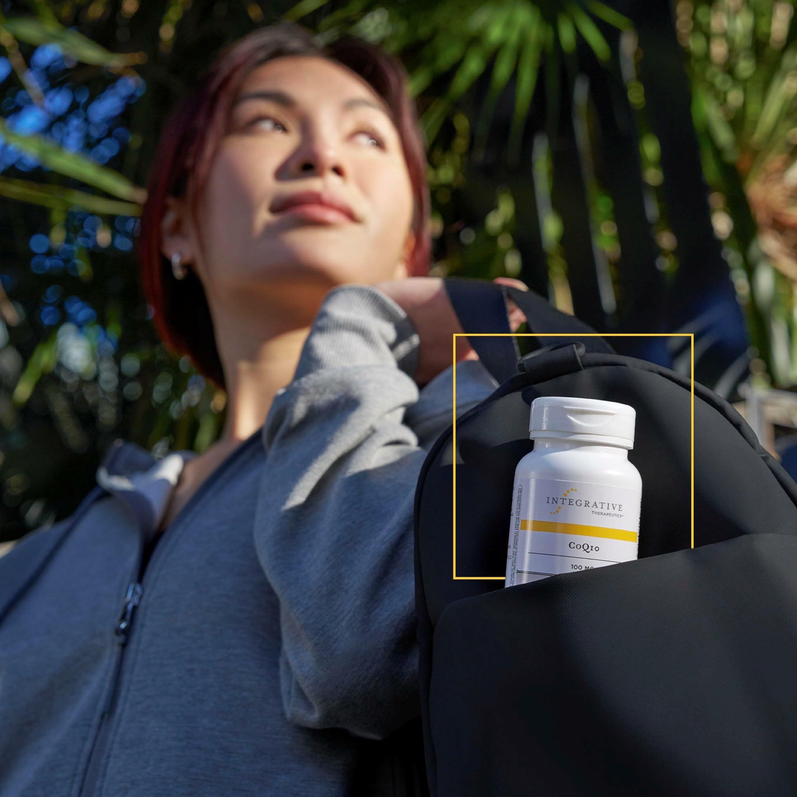 Concept image of heart and brain health with CoQ10 softgels