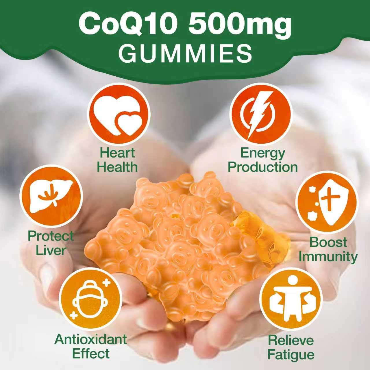 Heart health symbol with CoQ10 bottle