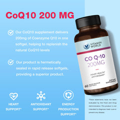 Graphic illustrating CoQ10 supporting heart health and energy production