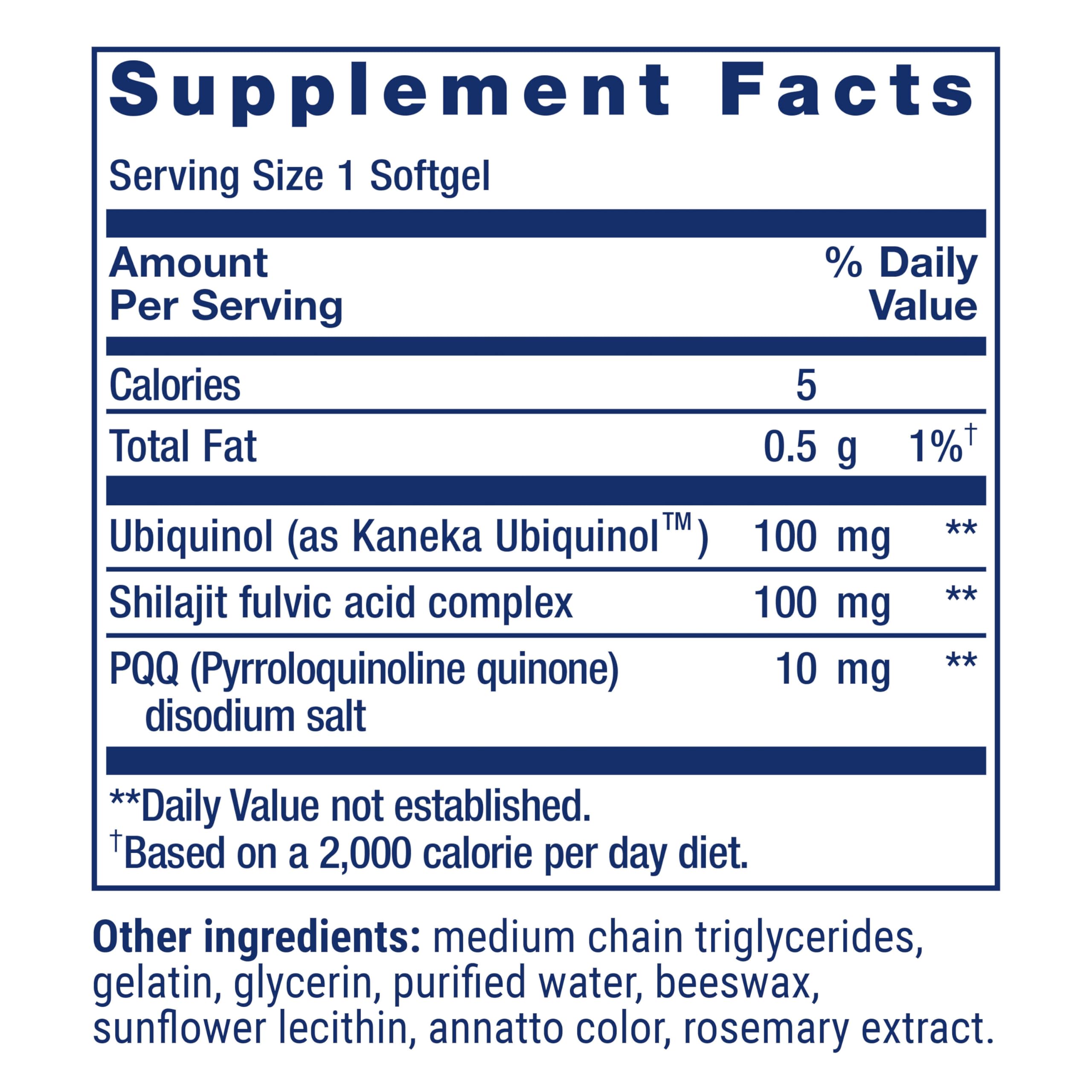 CoQ10 heart health and energy support 100 mg label