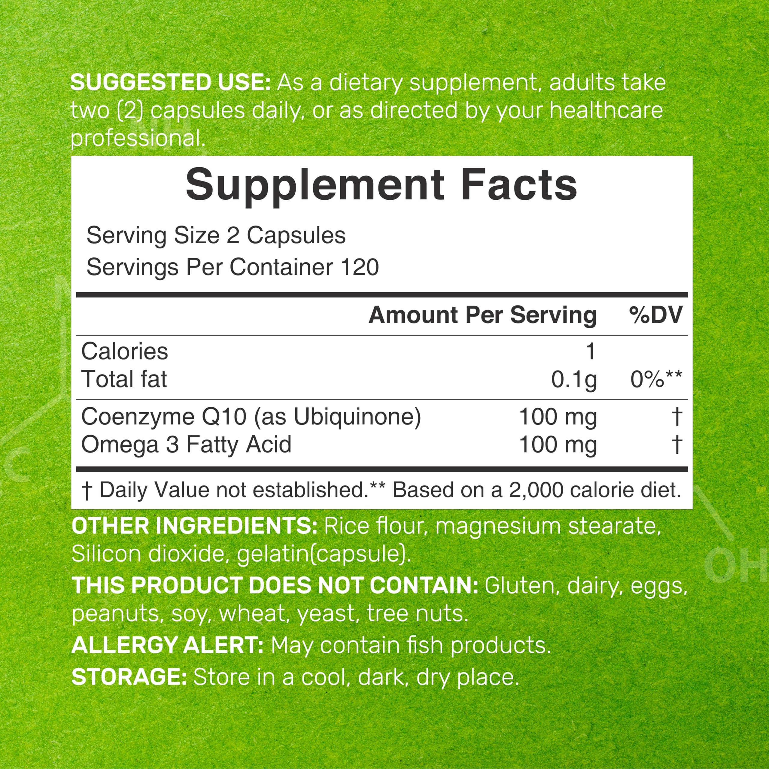 Close-up of CoQ10 and Omega-3 capsules