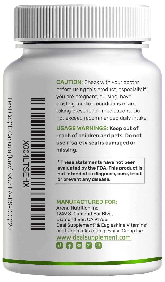 40-day supply of CoQ10 600mg + Omega-3 100mg capsules