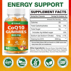 Close-up of CoQ10 gummies peach flavor