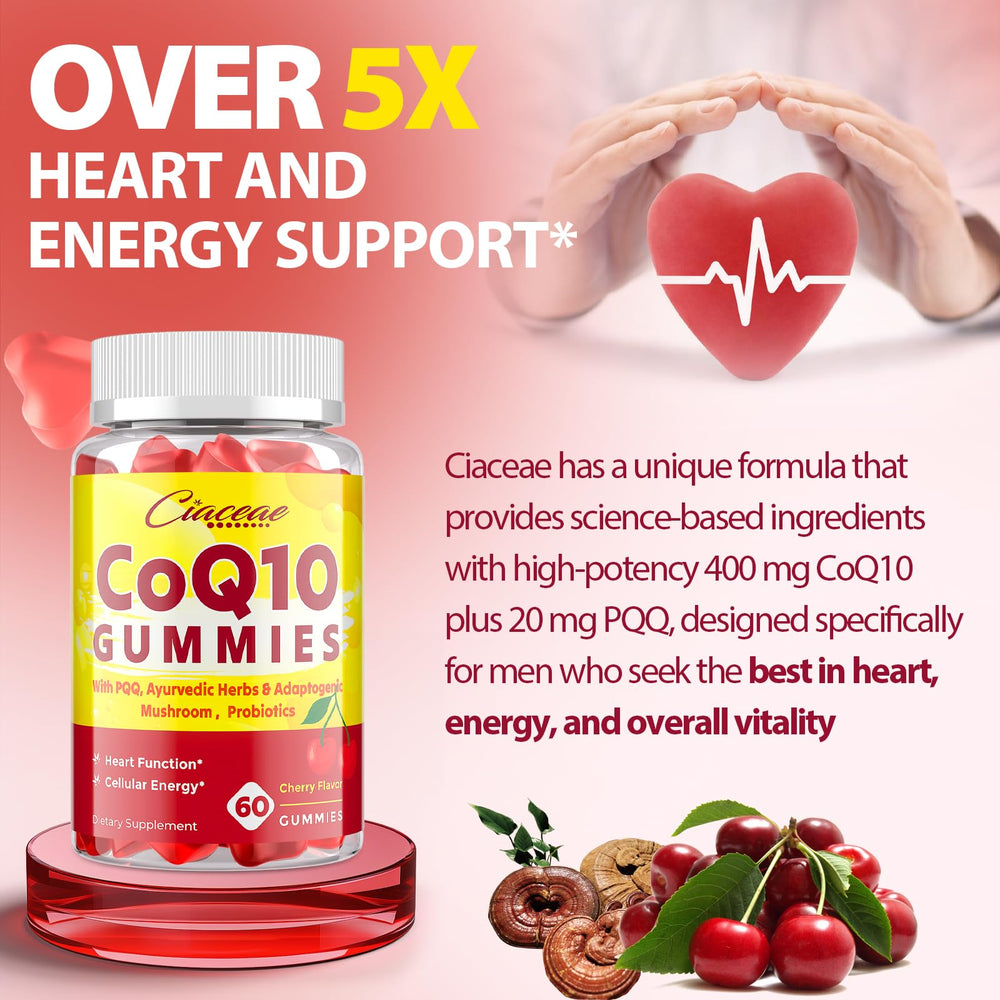 Adaptogenic mushroom blend in CoQ10 Gummies (reishi, lion's mane, cordyceps, chaga)