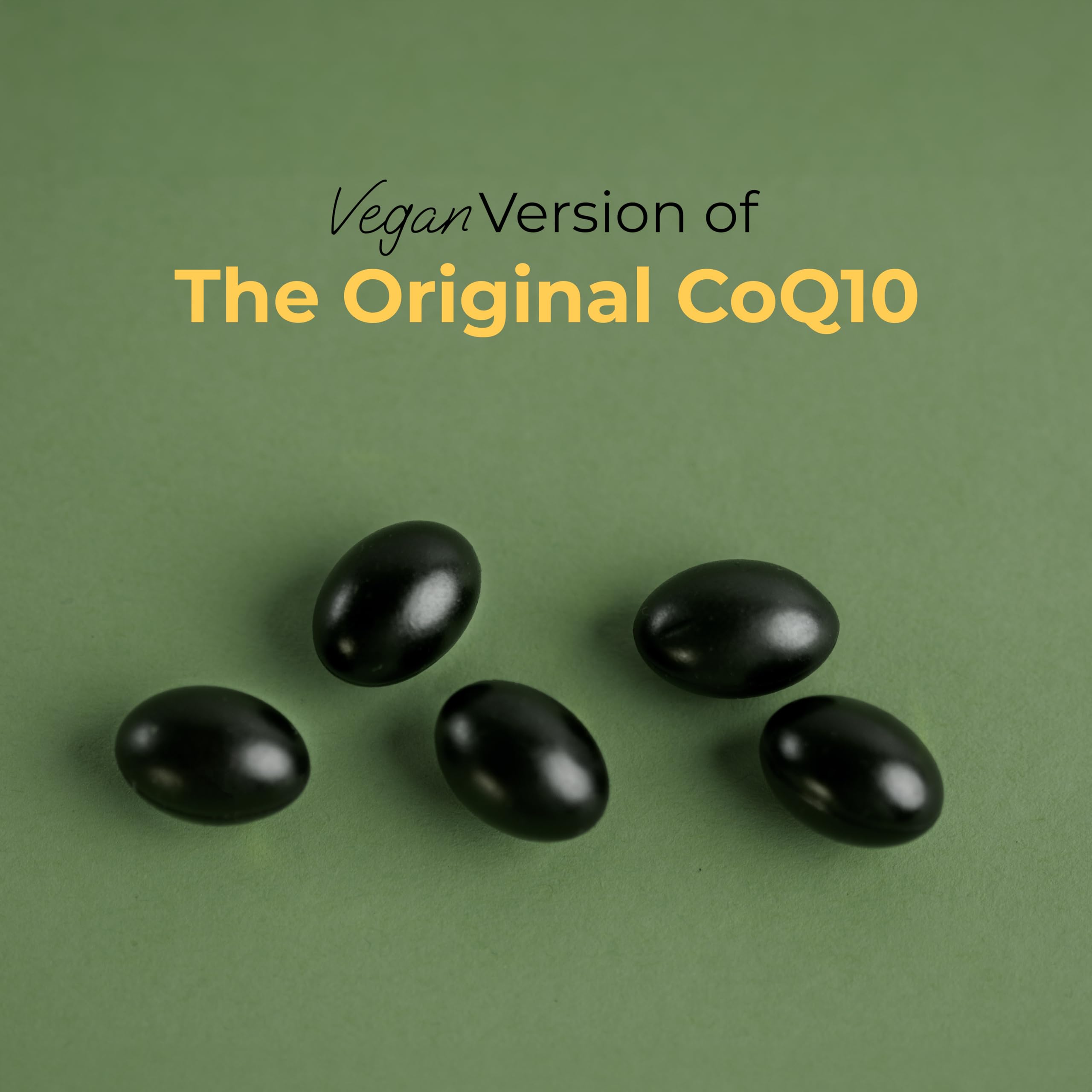 Bottle showing high absorption formula for CoQ10 vegan supplement