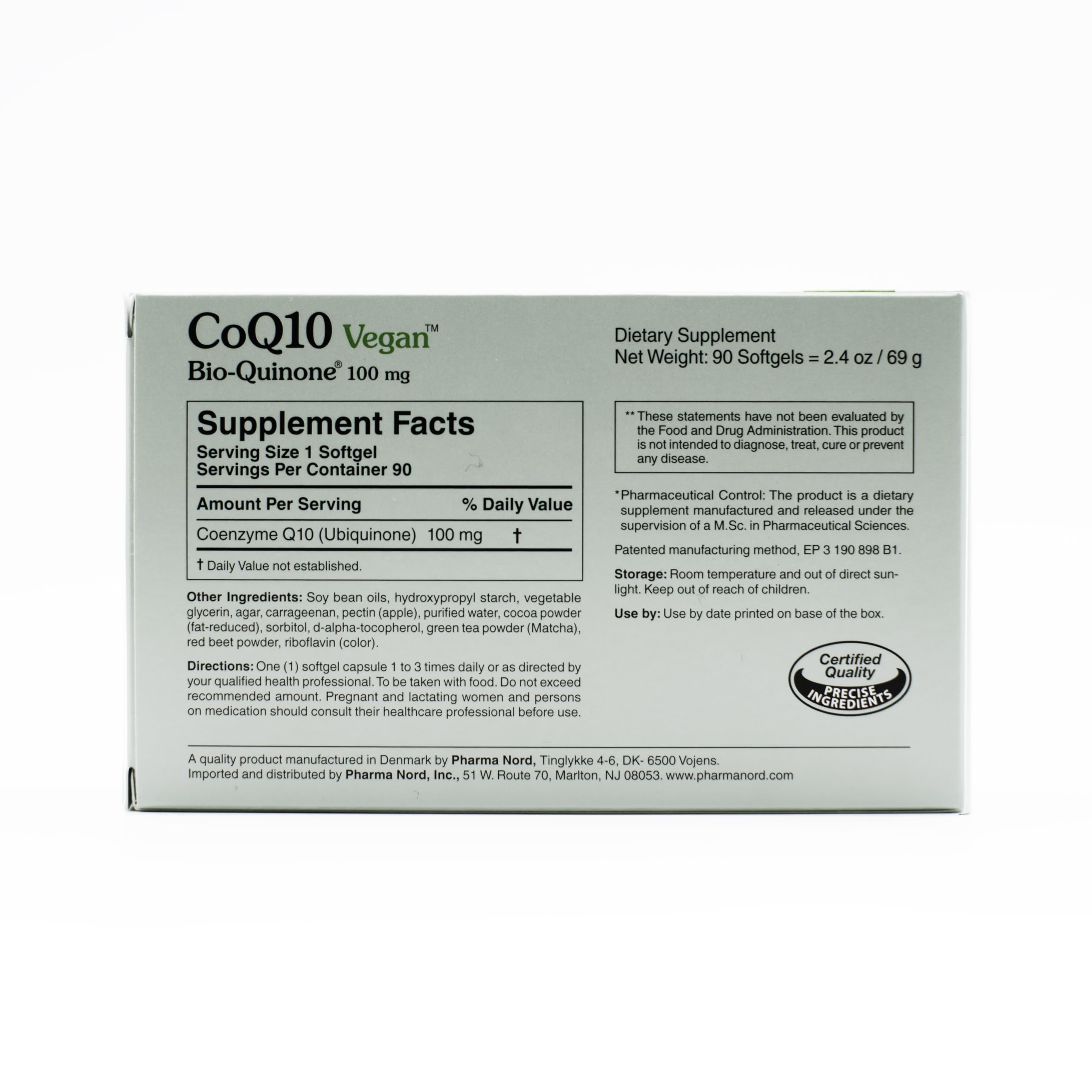 180 softgels bottle and packaging for CoQ10 vegan supplement