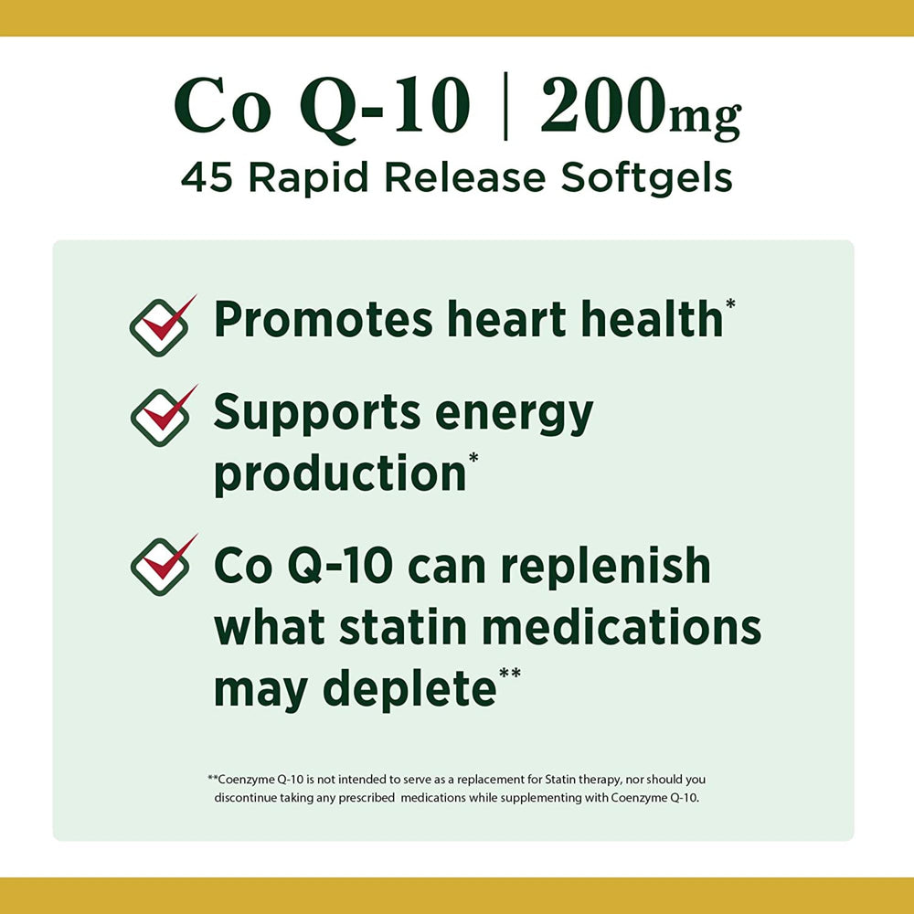 Q-Sorb CoQ-10 200 mg heart health and energy label