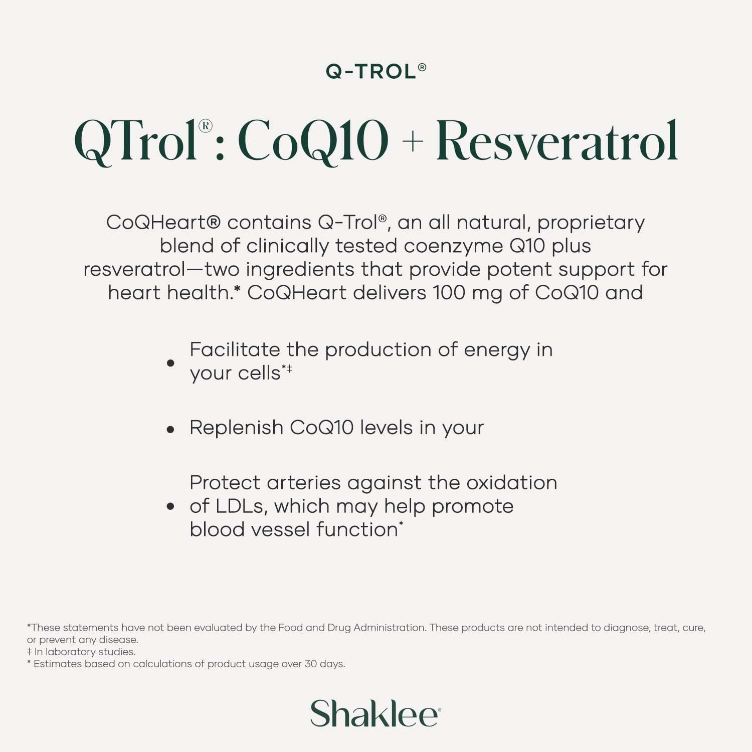 Resveratrol and CoQ10 blended ingredients in CoQHeart with Q-Trol