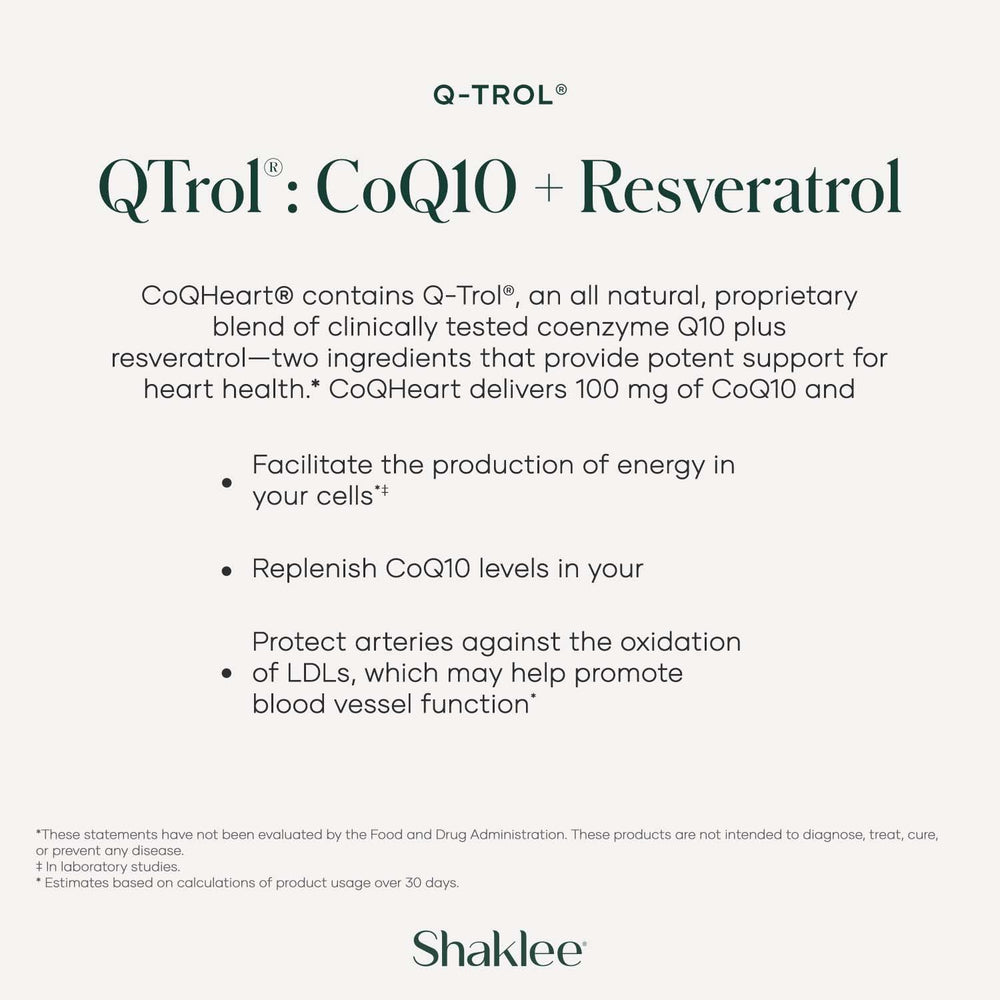 Resveratrol and CoQ10 blended ingredients in CoQHeart with Q-Trol