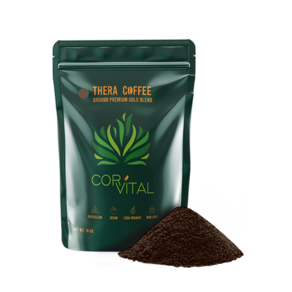 Front view of Cor-Vital 1lb Organic Dark Roast Enema Coffee bag