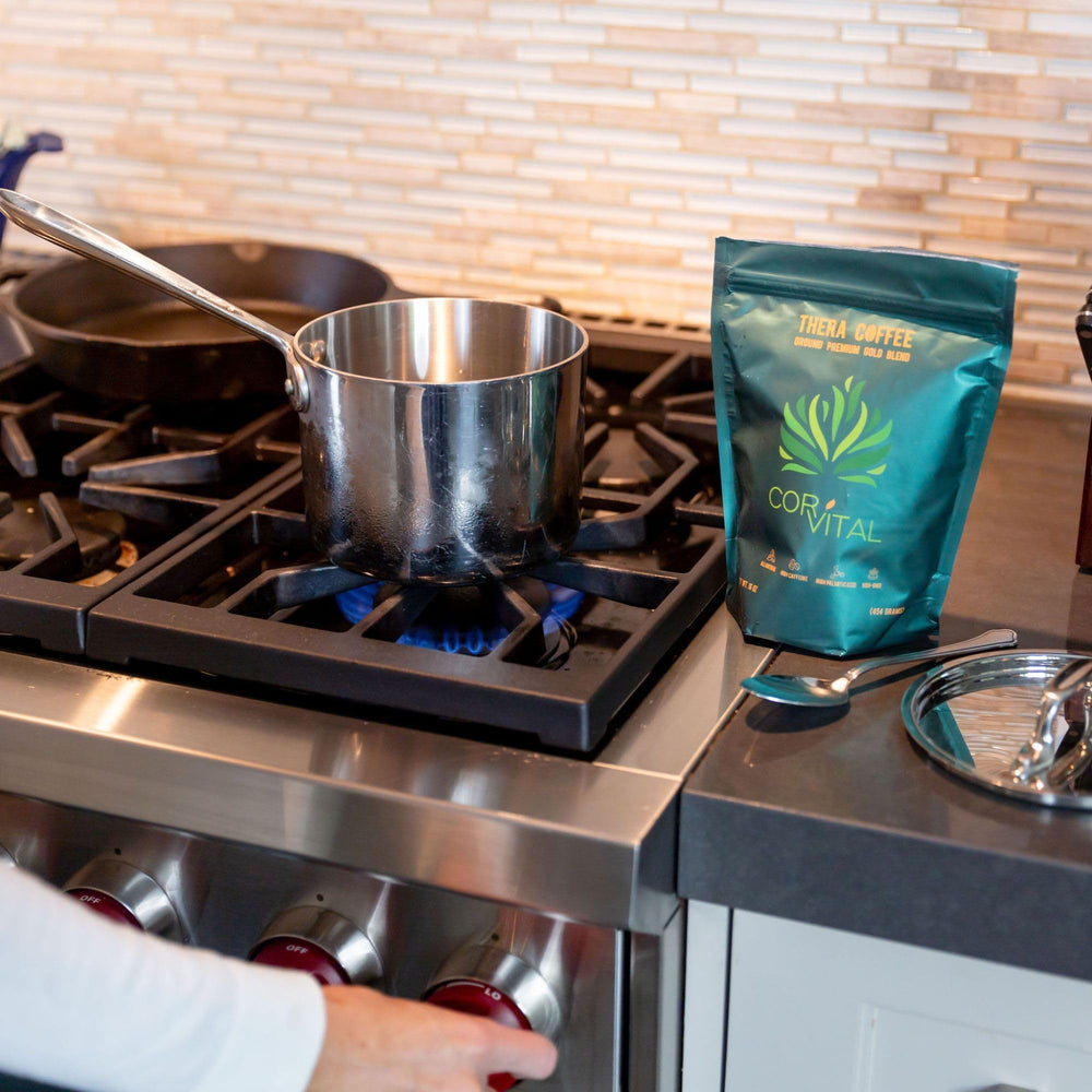 Air-roasted Cor-Vital organic dark roast coffee for enemas