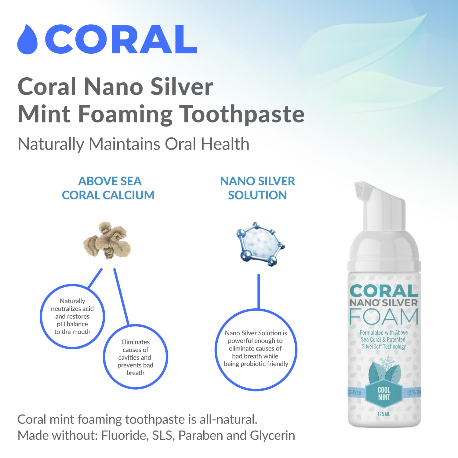 Illustration of coral calcium and nano-silver in toothpaste
