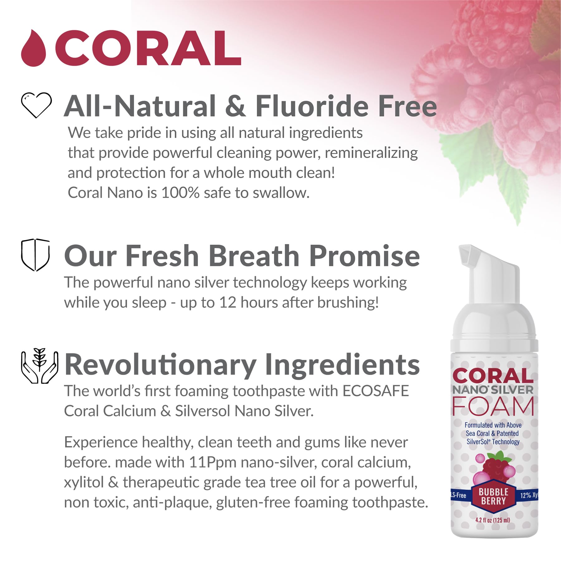 Foaming toothpaste texture highlighting coral calcium