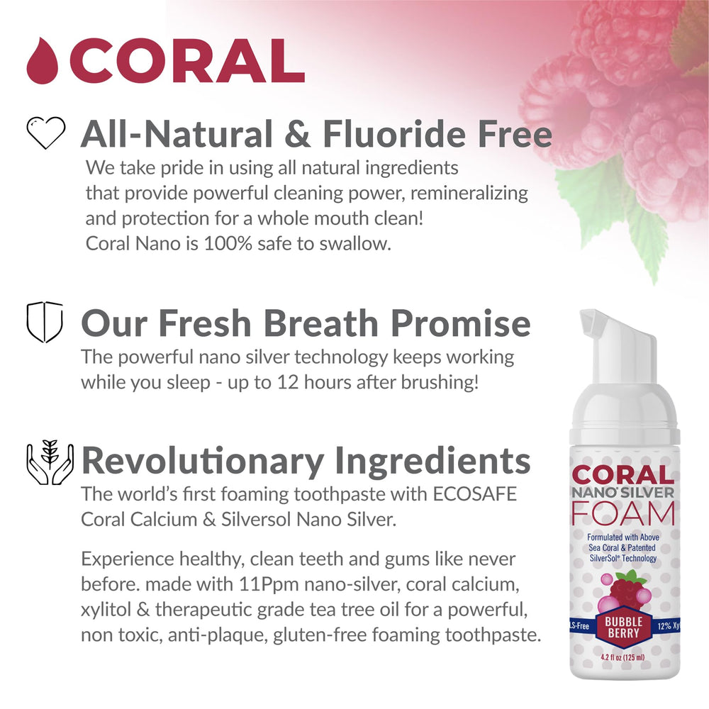 Foaming toothpaste texture highlighting coral calcium